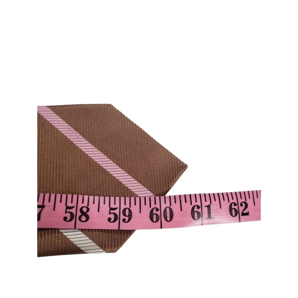 Henry Jacobson REPP Mens Tie Necktie‎ Designer Luxury Handmade Brown Stripes